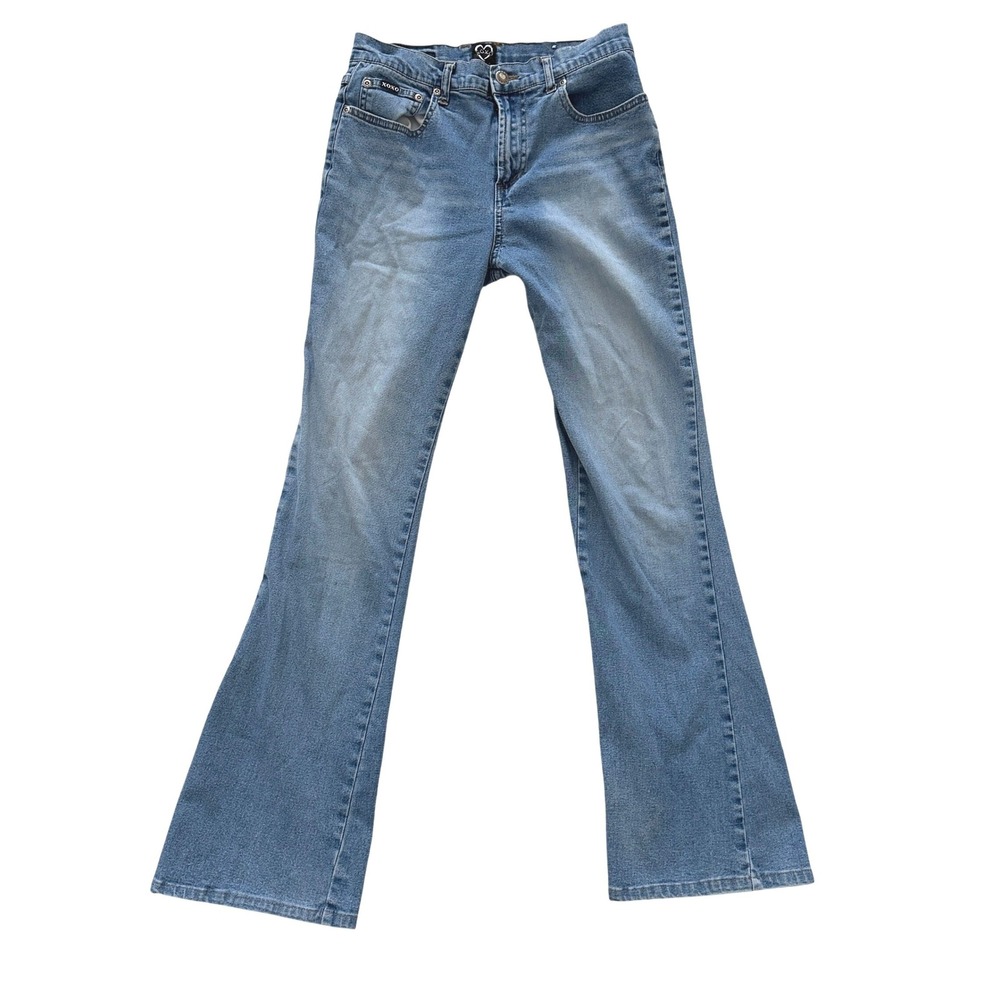 Y2K XOXO Light Wash Bootcut Jeans Heart Logo Mid Rise Western 2000s Chic M - Picture 7 of 8